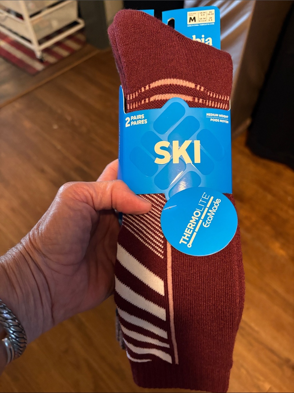 Columbia Men's Athletic Ski Socks - Maroon & White